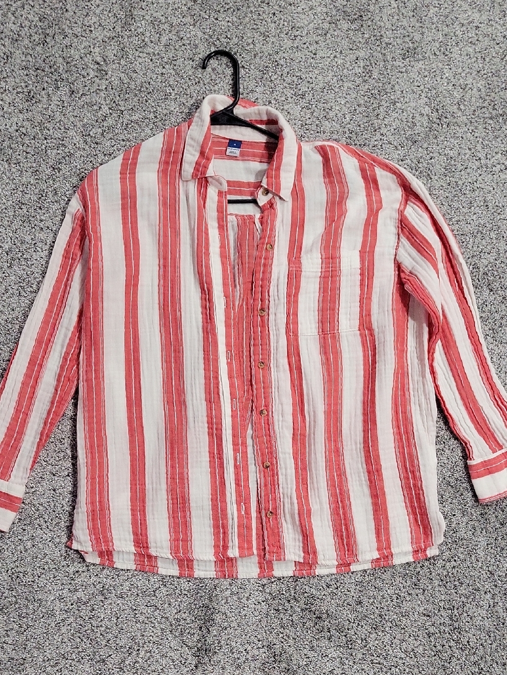 Old Navy Red And White Striped Button Up Shirt